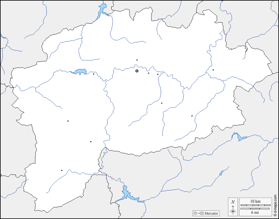 Provincia di Guelma : d-maps.com: mappa gratuita, mappa muta gratuita, cartina muta gratuita : frontiere, idrografia, principali città