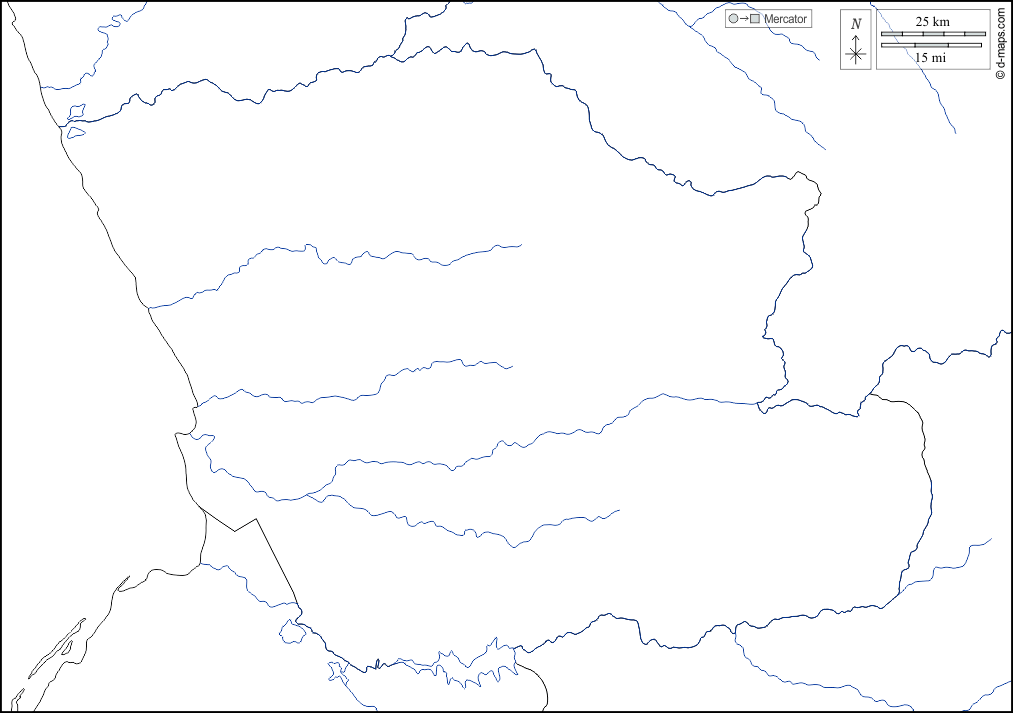 Provincia di Bengo : d-maps.com: mappa gratuita, mappa muta gratuita, cartina muta gratuita : frontiere, idrografia, bianco