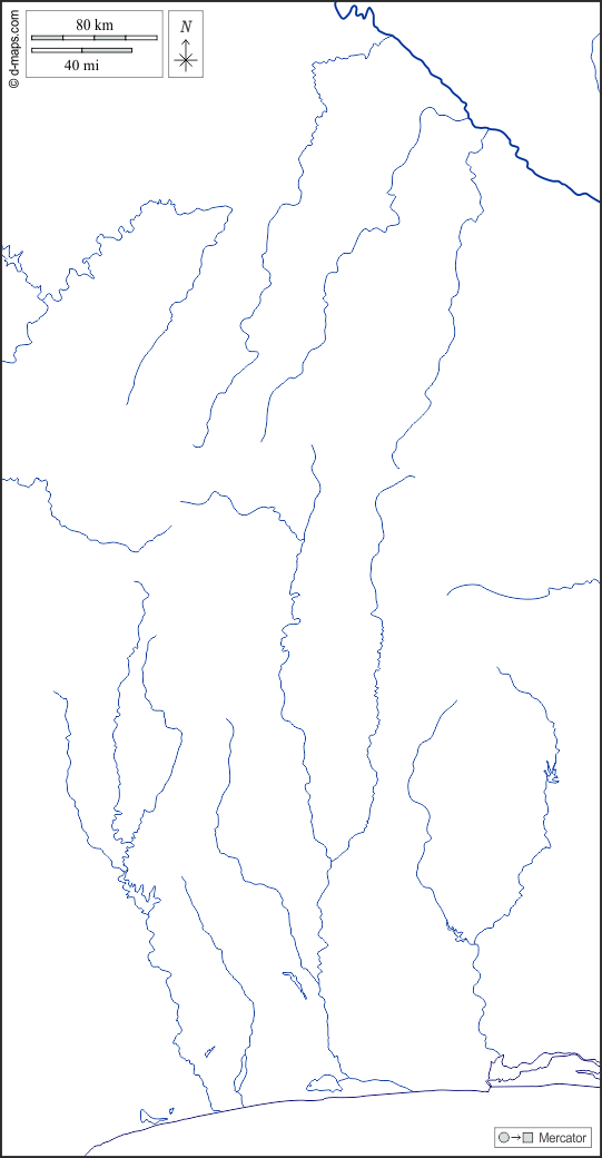 بنين : خريطة مجانية, خريطة خاليه من الفراغ, خريطة الخطوط العريضة, خريطة القاعدة الحرة
 : سواحل, هيدروغرافيا, أبيض