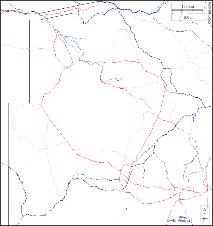 बोत्सवाना : d-maps.com: नि: शुल्क मानचित्र, नि: शुल्क रिक्त नक्शा, नि: शुल्क रूपरेखा मानचित्र, नि: शुल्क आधार मानचित्र
 : सीमाओं, जल-सर्वेक्षण, सड़कों, सफेद