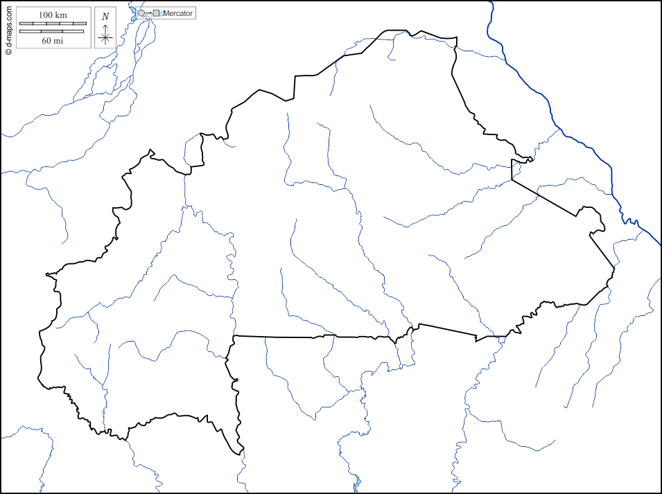 Burkina Faso : d-maps.com: mapa livre, mapa em branco livre, mapa livre do esboço, mapa básico livre
 : costas, limites, hidrografia