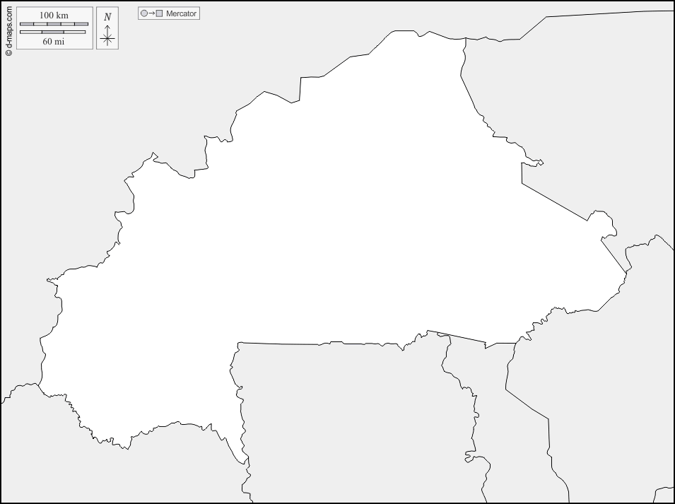 Burkina Faso : d-maps.com: mappa gratuita, mappa muta gratuita, cartina muta gratuita : frontiere