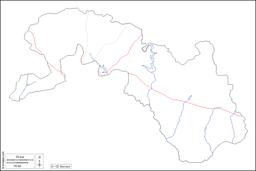 Oubri : d-maps.com: mapa livre, mapa em branco livre, mapa livre do esboço, mapa básico livre
 : contornos, hidrografia, estradas, branco