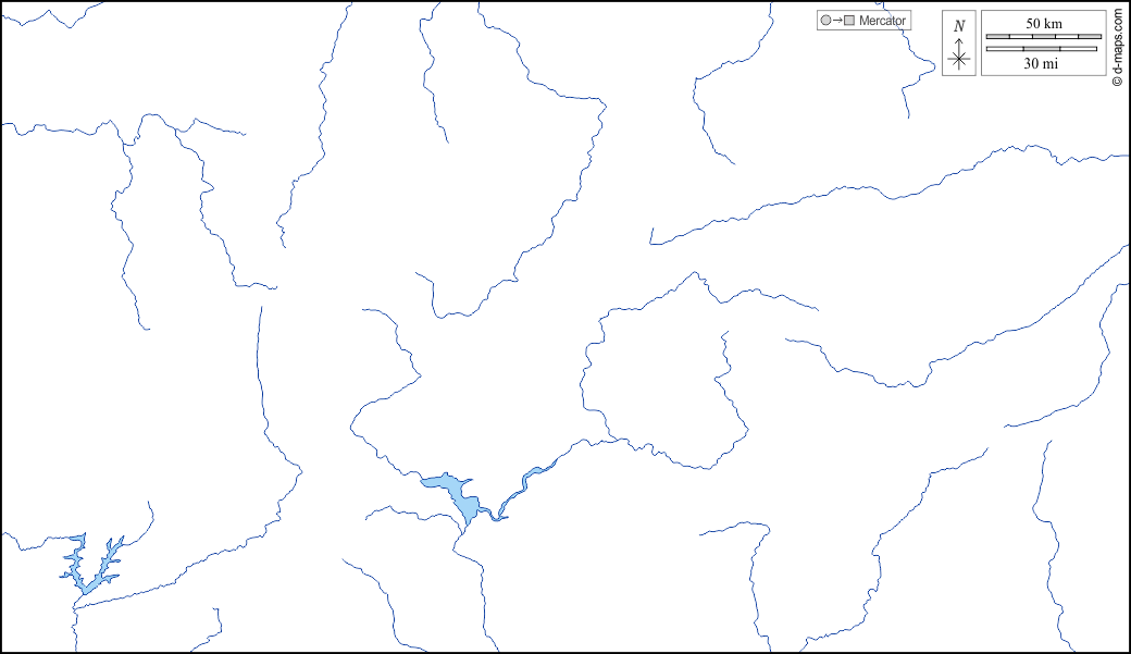 Regione di Adamaoua : d-maps.com: mappa gratuita, mappa muta gratuita, cartina muta gratuita : litorali, idrografia