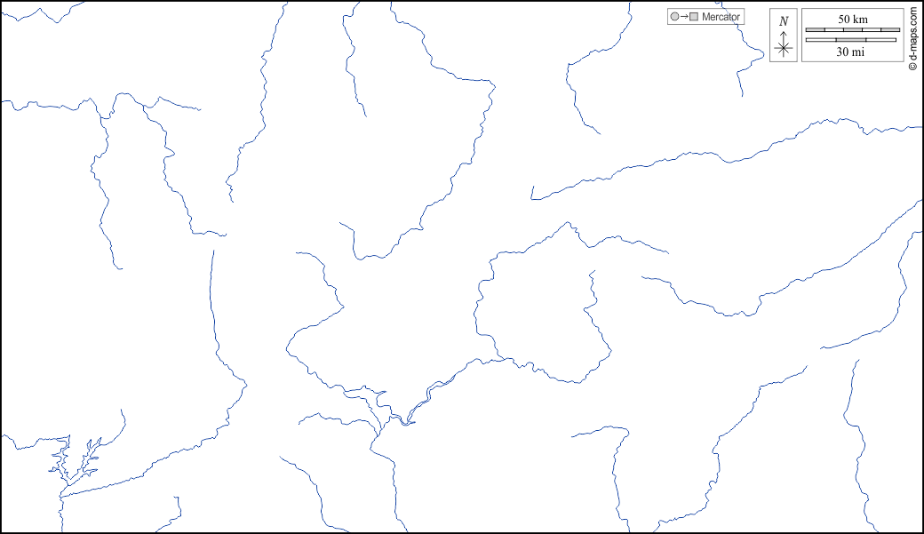 Regione di Adamaoua : d-maps.com: mappa gratuita, mappa muta gratuita, cartina muta gratuita : litorali, idrografia, bianco