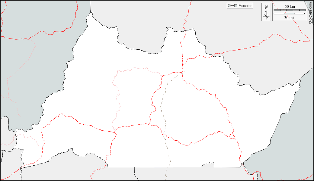Regione di Adamaoua : d-maps.com: mappa gratuita, mappa muta gratuita, cartina muta gratuita : frontiere, strade