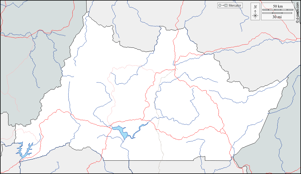 Regione di Adamaoua : d-maps.com: mappa gratuita, mappa muta gratuita, cartina muta gratuita : frontiere, idrografia, strade