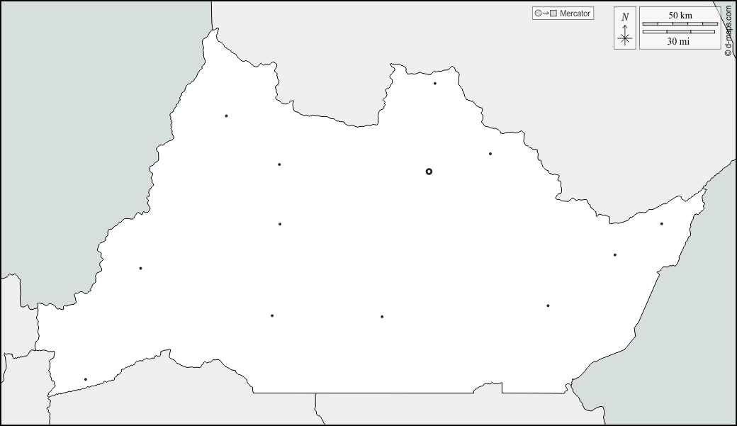 Regione di Adamaoua : d-maps.com: mappa gratuita, mappa muta gratuita, cartina muta gratuita : frontiere, principali città