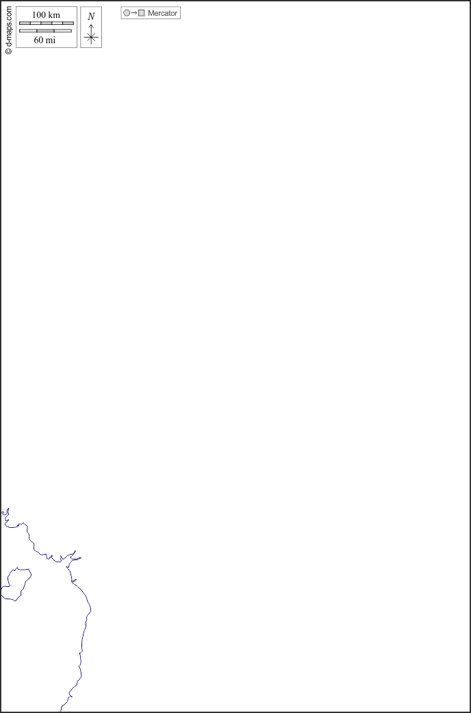 Cameroun : d-maps.com: carte géographique gratuite, carte géographique muette gratuite, carte vierge gratuite, fond de carte gratuit, formats graphiques courants : littoraux, blanc