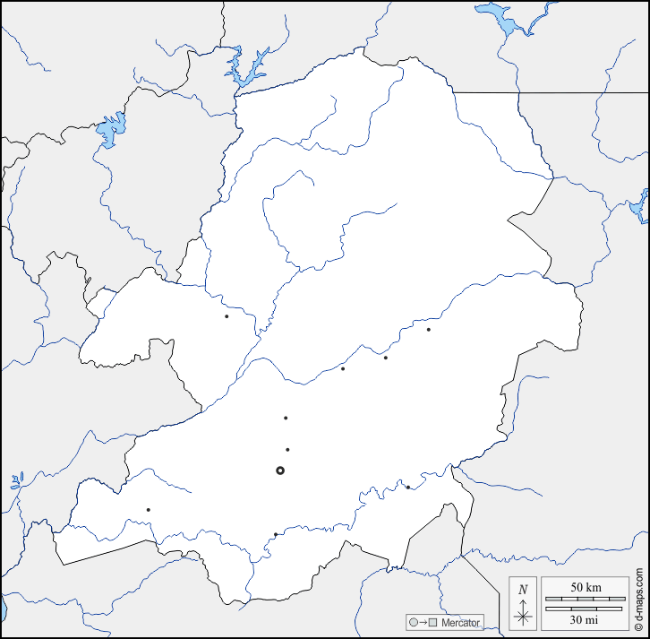 Regione del Centro : d-maps.com: mappa gratuita, mappa muta gratuita, cartina muta gratuita : frontiere, idrografia, principali città