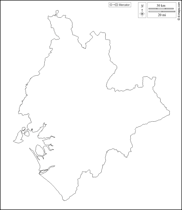 濱海區 : d-maps.com: 免费地图, 免费的空白地图, 免费的轮廓地图, 免费基地地图 : 大纲, 白