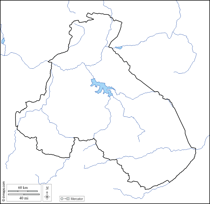 Regione del Nord : d-maps.com: mappa gratuita, mappa muta gratuita, cartina muta gratuita : litorali, limiti, idrografia