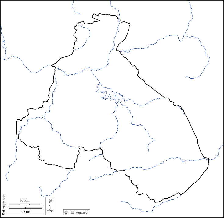 Regione del Nord : d-maps.com: mappa gratuita, mappa muta gratuita, cartina muta gratuita : litorali, limiti, idrografia, bianco