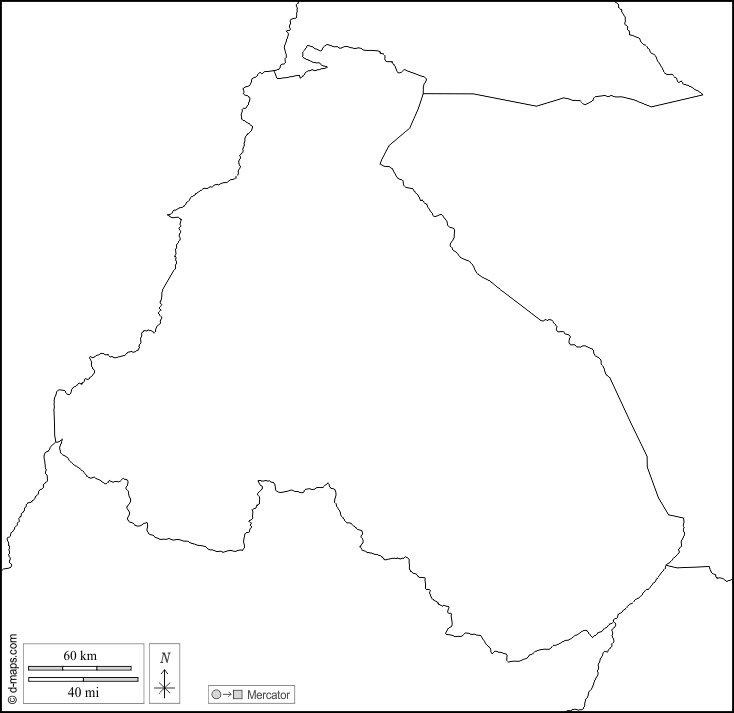 Regione del Nord : d-maps.com: mappa gratuita, mappa muta gratuita, cartina muta gratuita : frontiere, bianco