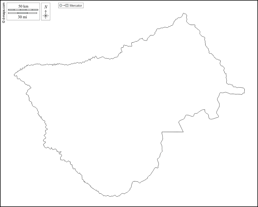 Bamingui-Bangoran : d-maps.com: free map, free blank map, free outline map, free base map : outline, white