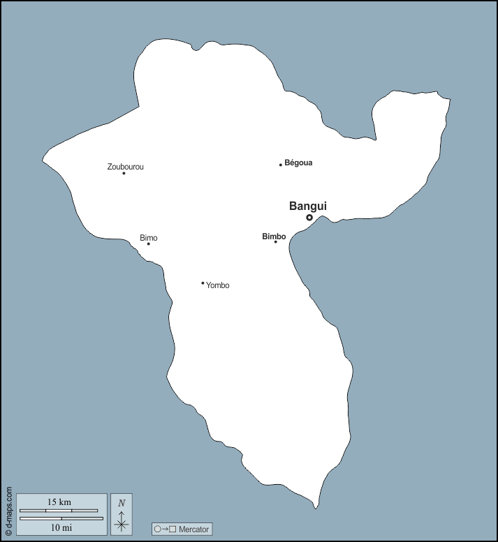 Bangui : d-maps.com: carte géographique gratuite, carte géographique muette gratuite, carte vierge gratuite, fond de carte gratuit, formats graphiques courants : contours, principales villes, noms