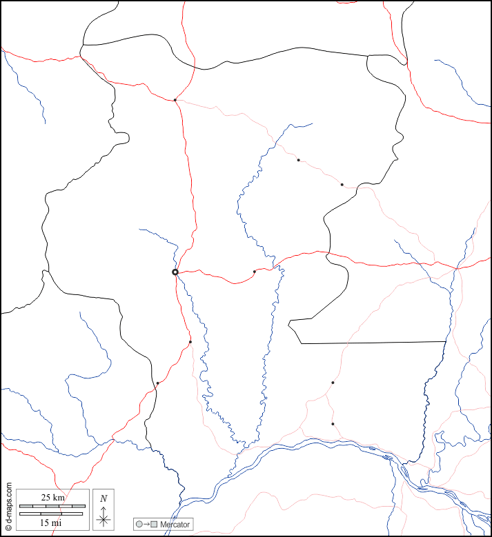 Kémo : d-maps.com: mapa livre, mapa em branco livre, mapa livre do esboço, mapa básico livre
 : fronteiras, hidrografia, principais cidades, estradas, branco