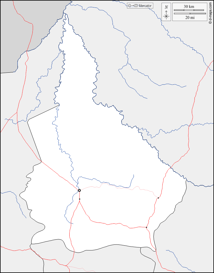 Nana-Grébizi : d-maps.com: Kostenlose Karten, kostenlose stumme Karte, kostenlose unausgefüllt Landkarte, kostenlose hochauflösende Umrisskarte : Grenzen, Hydrografie, Wichtige Städte, Straßen