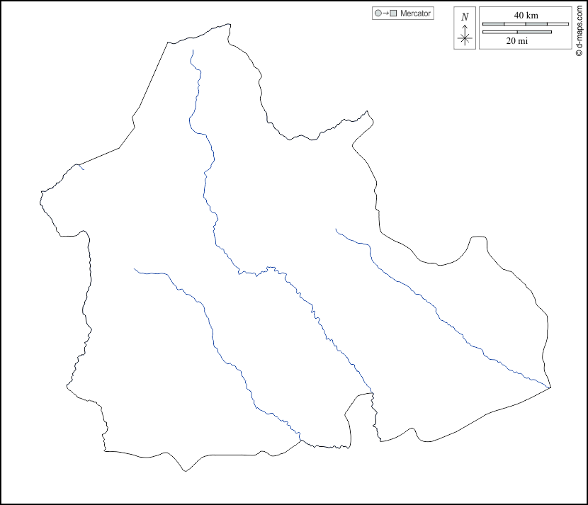 ナナ・メンベレ州 : d-maps.com: 無料地図, 無料の空の地図, 無料のアウトラインマップ, 無料のベースマップ
 : 輪郭, 川と湖, 白い