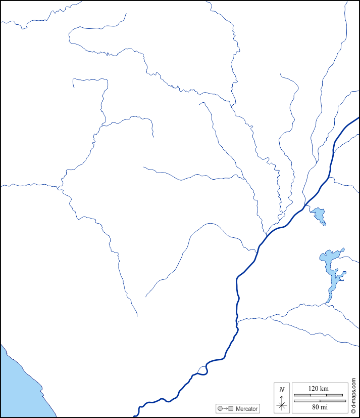 Congo : d-maps.com: free map, free blank map, free outline map, free base map : coasts, hydrography, white