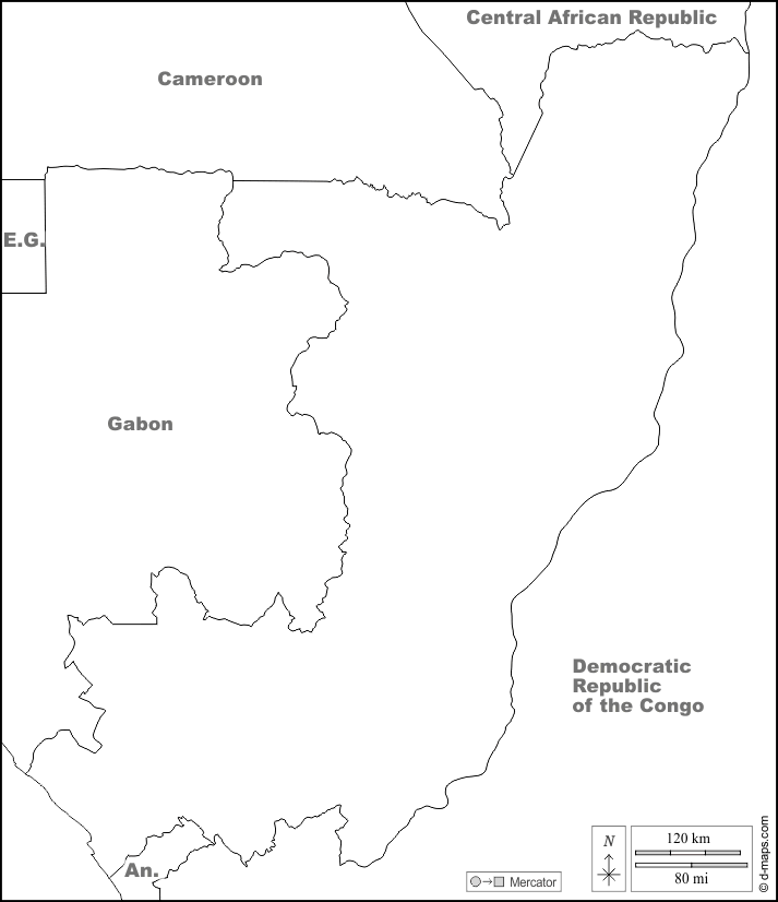 Congo : d-maps.com: free map, free blank map, free outline map, free base map : boundaries, names, white