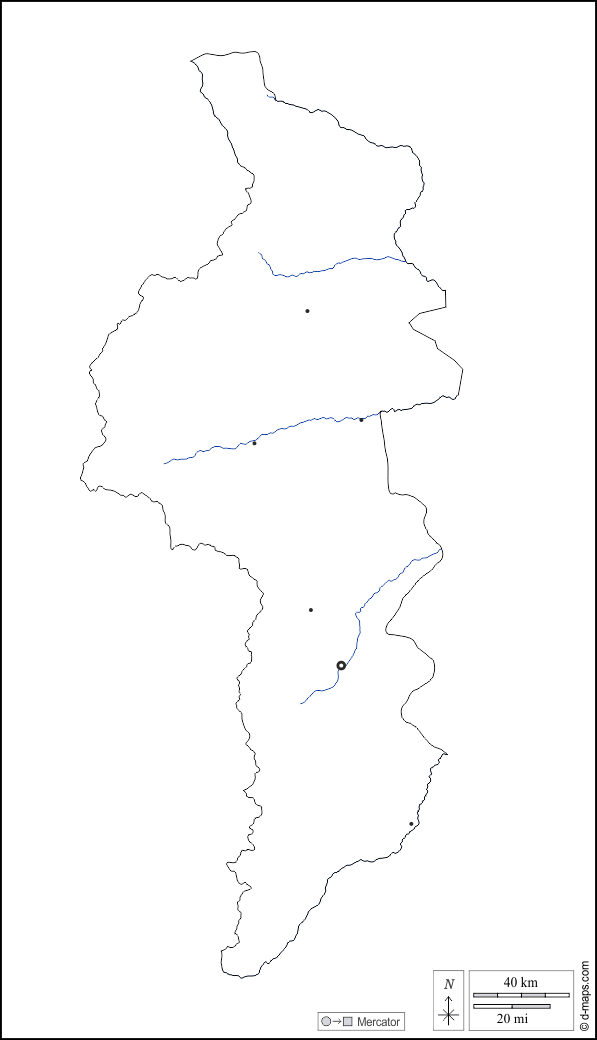 Cuvette-Oeste : d-maps.com: mapa gratuito, mapa mudo gratuito, mapa en blanco gratuito, plantilla de mapa : contornos, hidrografía, principales ciudades, blanco