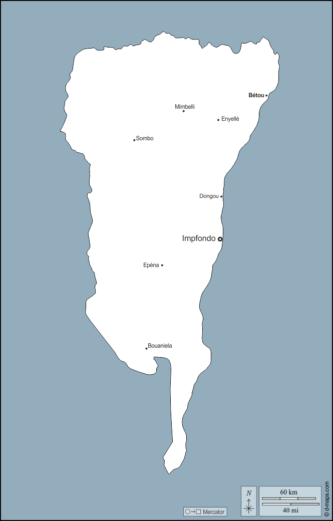 Likouala : d-maps.com: carte géographique gratuite, carte géographique muette gratuite, carte vierge gratuite, fond de carte gratuit, formats graphiques courants : contours, principales villes, noms