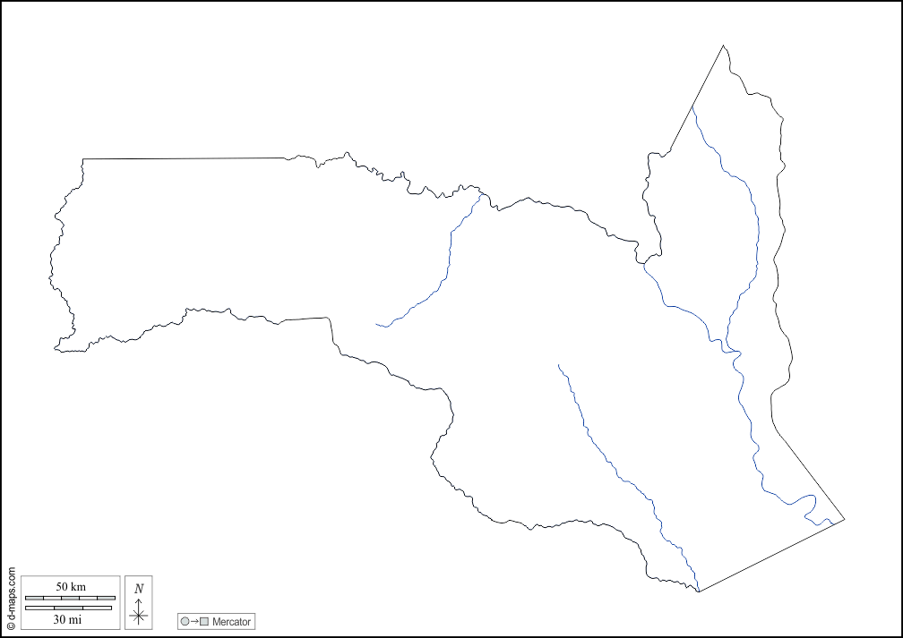 サンガ県 : d-maps.com: 無料地図, 無料の空の地図, 無料のアウトラインマップ, 無料のベースマップ
 : 輪郭, 川と湖, 白い