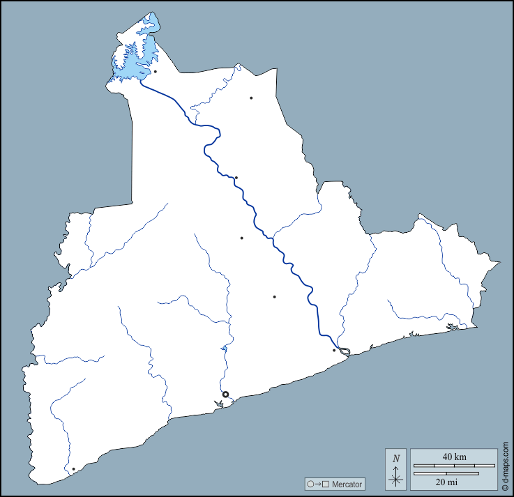 Bas-Sassandra : d-maps.com: mapa gratuito, mapa mudo gratuito, mapa en blanco gratuito, plantilla de mapa : contornos, hidrografía, principales ciudades