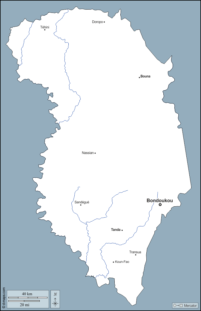 Zanzan : d-maps.com: mapa livre, mapa em branco livre, mapa livre do esboço, mapa básico livre
 : contornos, hidrografia, principais cidades, nomes