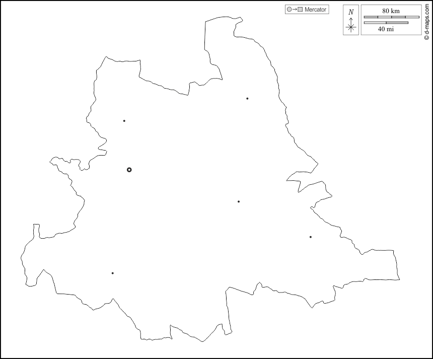 楚阿帕省 : d-maps.com: 免费地图, 免费的空白地图, 免费的轮廓地图, 免费基地地图 : 大纲, 主要城市, 白