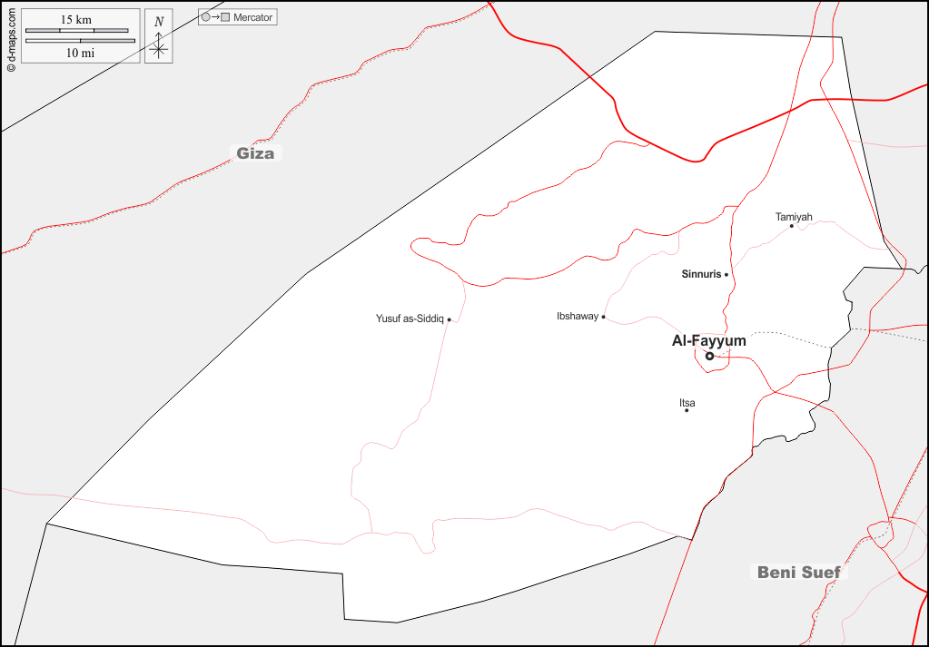 al-Fayyum : d-maps.com: mappa gratuita, mappa muta gratuita, cartina muta gratuita : frontiere, principali città, strade, nomi