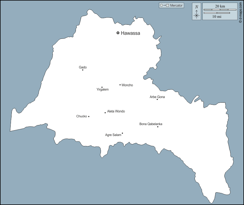 Сидама : d-maps.com: Бесплатная карта, бесплатная карта, свободная карта, Бесплатная базовая карта
 : контур, Главные города, имена