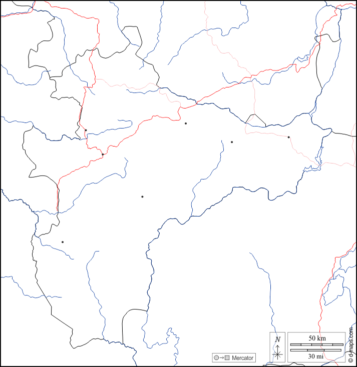 Éthiopie du Sud-Ouest : d-maps.com: carte géographique gratuite, carte géographique muette gratuite, carte vierge gratuite, fond de carte gratuit, formats graphiques courants : frontières, hydrographie, principales villes, routes, blanc