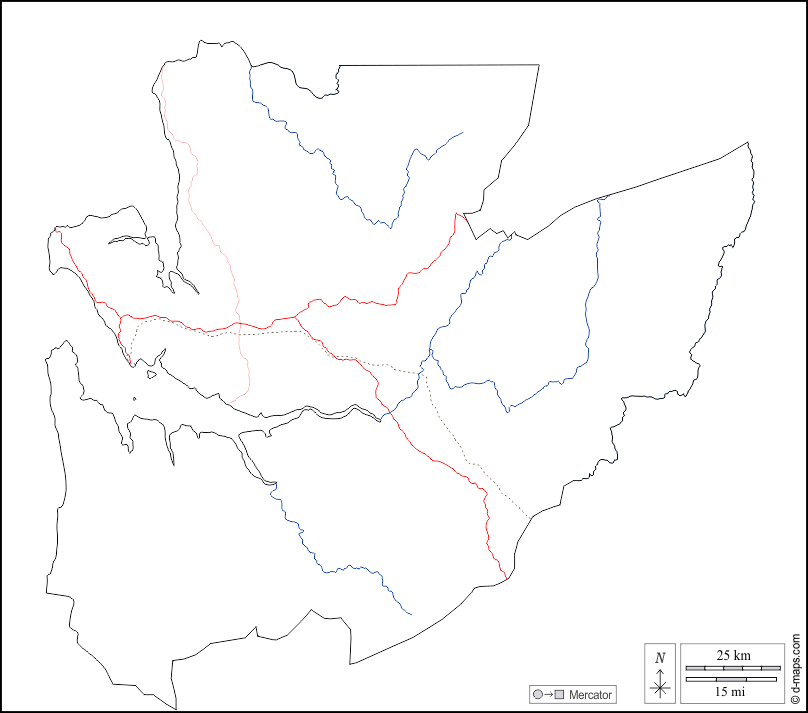 Estuário : d-maps.com: mapa livre, mapa em branco livre, mapa livre do esboço, mapa básico livre
 : contornos, hidrografia, estradas, branco