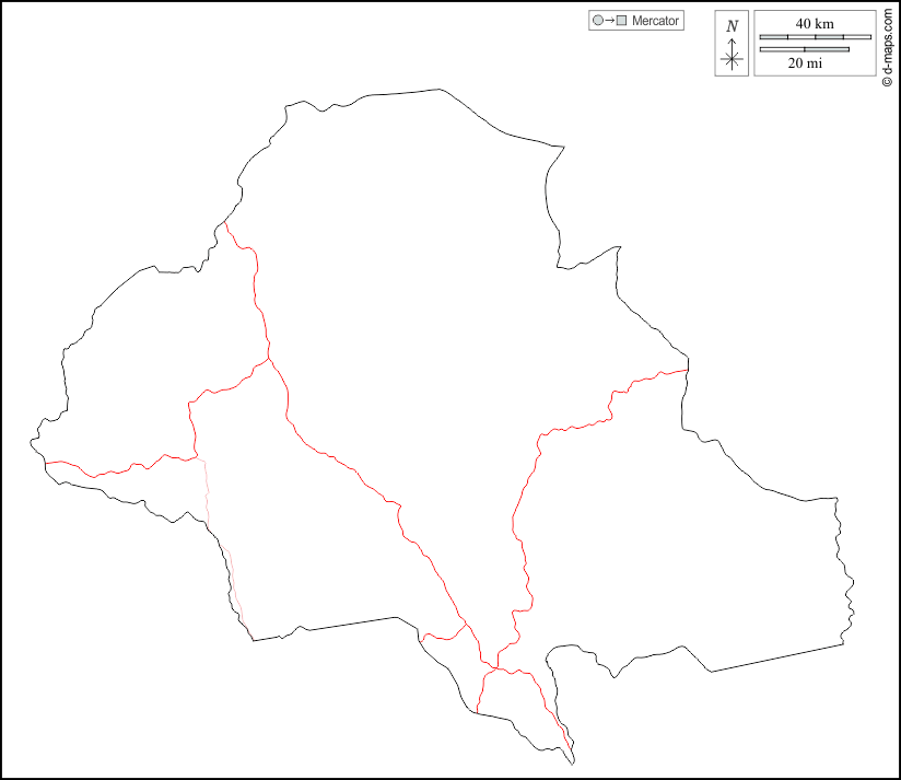 Ngunié : d-maps.com: mapa livre, mapa em branco livre, mapa livre do esboço, mapa básico livre
 : contornos, estradas, branco