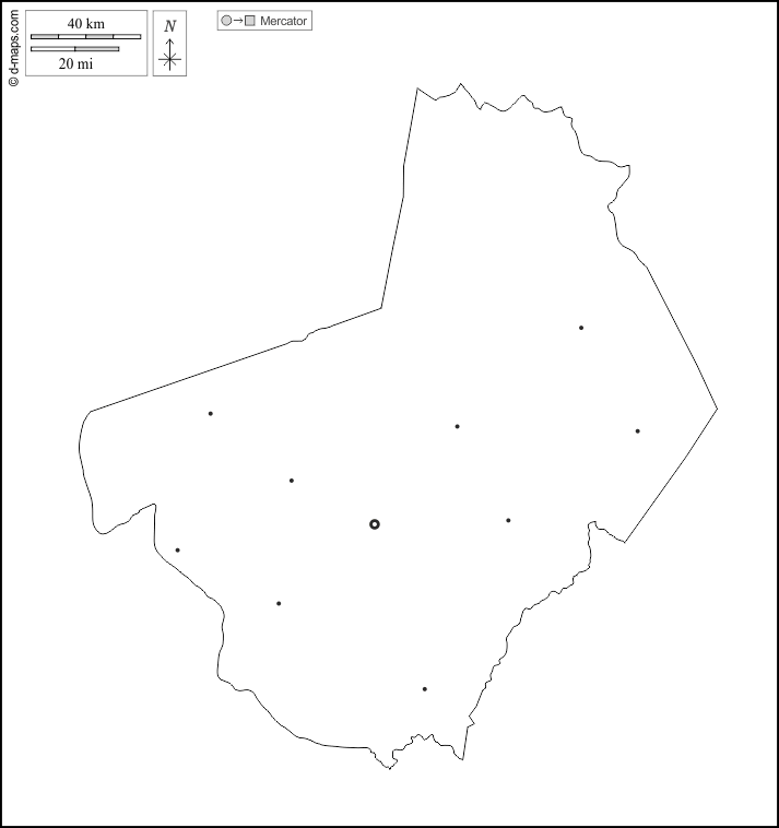 Ogooué-Lolo Province : d-maps.com: free map, free blank map, free outline map, free base map : outline, main cities, white