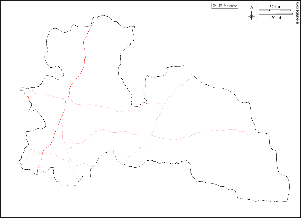 東博諾大區, d-maps.com: 免费地图, 免费的空白地图, 免费的轮廓地图, 免费基地地图, 大纲, 道路, 白