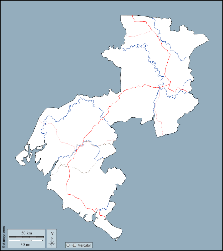 Regione di Boké : d-maps.com: mappa gratuita, mappa muta gratuita, cartina muta gratuita : contorni, idrografia, strade