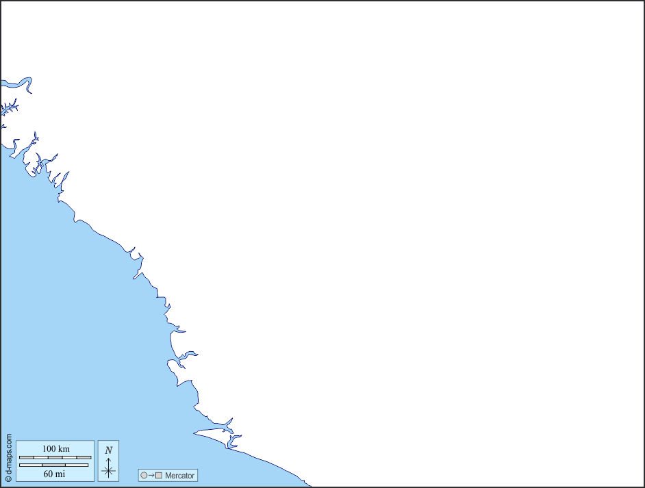 غينيا : خريطة مجانية, خريطة خاليه من الفراغ, خريطة الخطوط العريضة, خريطة القاعدة الحرة
 : سواحل