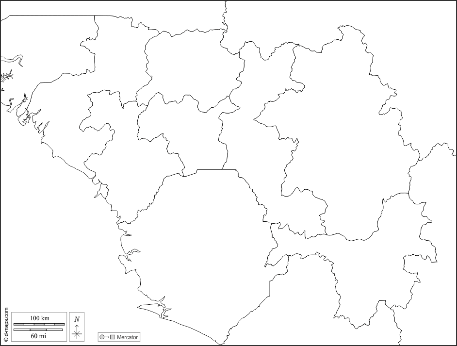 غينيا : خريطة مجانية, خريطة خاليه من الفراغ, خريطة الخطوط العريضة, خريطة القاعدة الحرة
 : حدود, كانتونات, أبيض