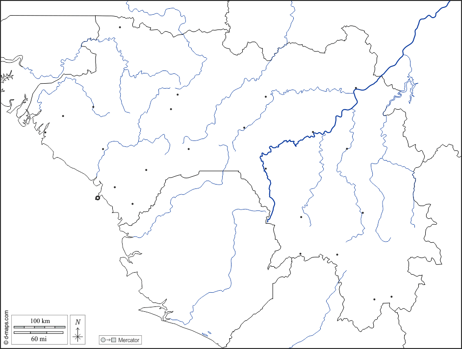 Гвинея : d-maps.com: Бесплатная карта, бесплатная карта, свободная карта, Бесплатная базовая карта
 : границы, гидрографии, Главные города, Белый