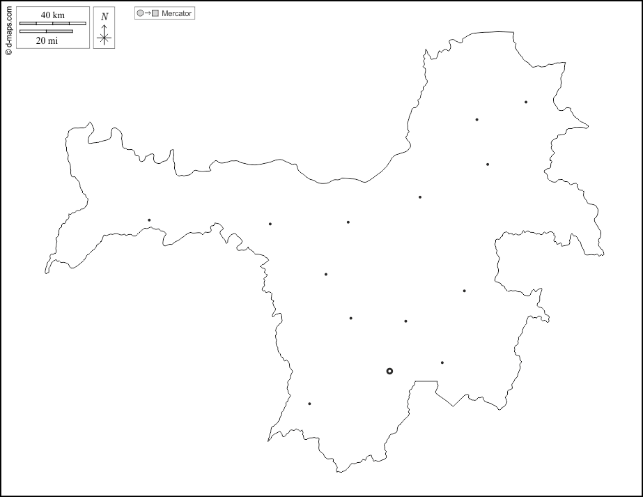 Нзерекоре (провинция) : d-maps.com: Бесплатная карта, бесплатная карта, свободная карта, Бесплатная базовая карта
 : контур, Главные города, Белый