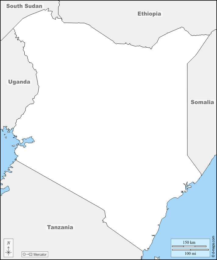 Кения : d-maps.com: Бесплатная карта, бесплатная карта, свободная карта, Бесплатная базовая карта
 : границы, имена