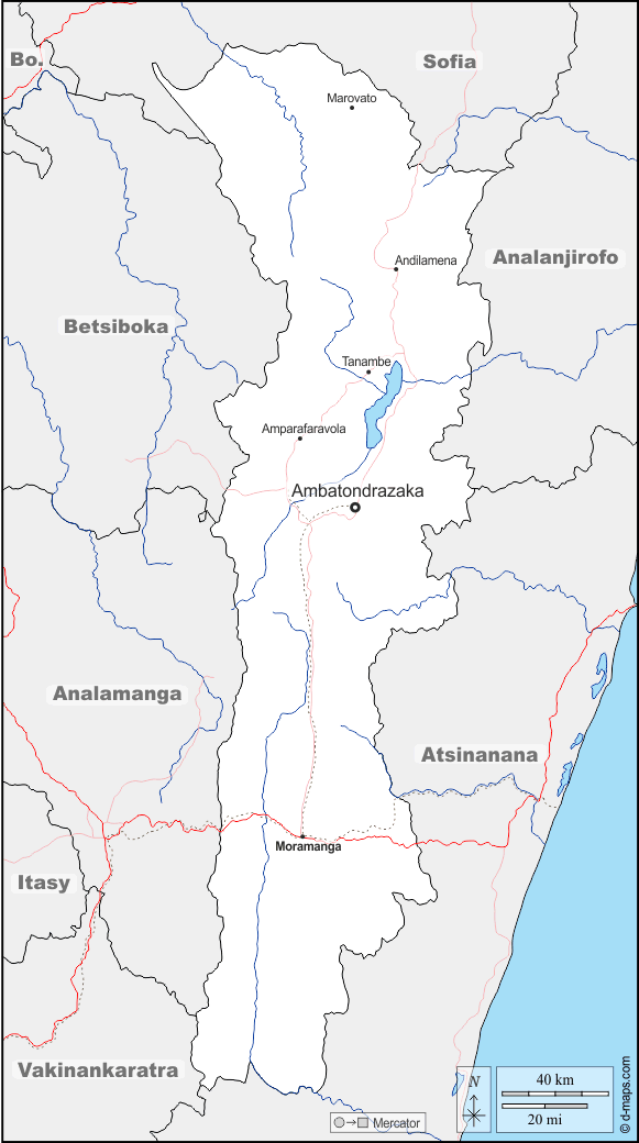 Alaotra-Mangoro : d-maps.com: Kostenlose Karten, kostenlose stumme Karte, kostenlose unausgefüllt Landkarte, kostenlose hochauflösende Umrisskarte : Grenzen, Hydrografie, Wichtige Städte, Straßen, Namen