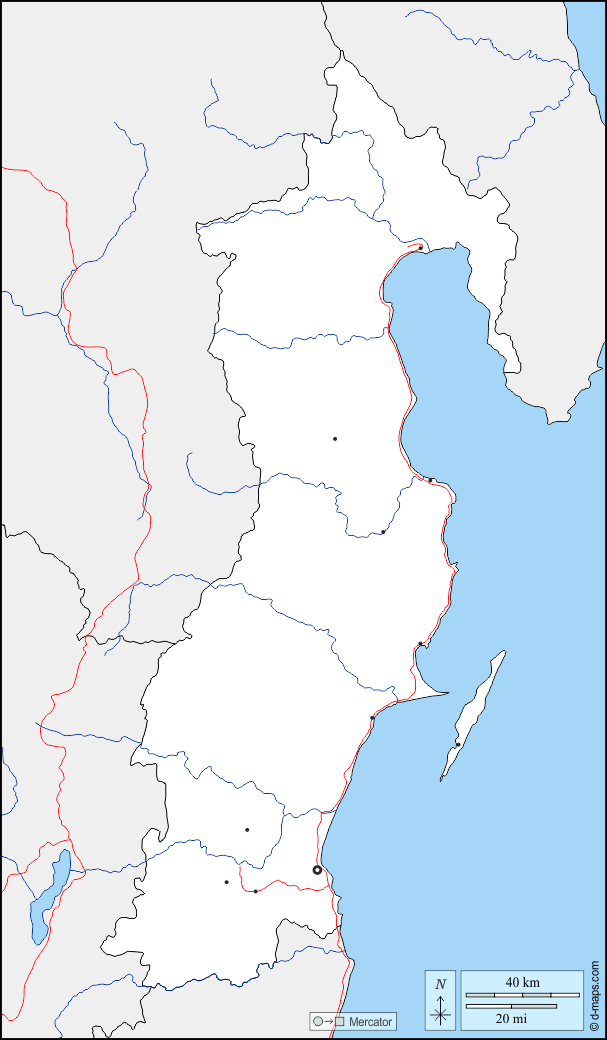 阿纳兰吉鲁富大区 : d-maps.com: 免费地图, 免费的空白地图, 免费的轮廓地图, 免费基地地图 : 边界, 水文学, 主要城市, 道路