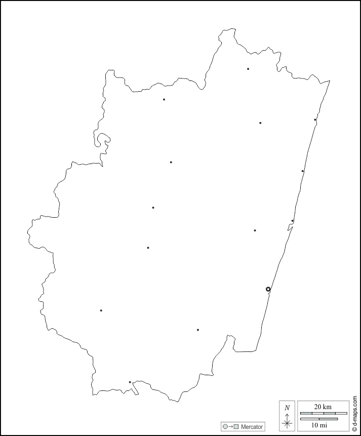 Vatovavy : d-maps.com: mappa gratuita, mappa muta gratuita, cartina muta gratuita : contorni, principali città, bianco