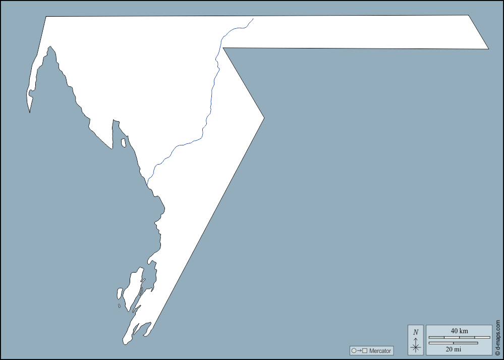 Dakhlet Nouadhibou : d-maps.com: carte géographique gratuite, carte géographique muette gratuite, carte vierge gratuite, fond de carte gratuit, formats graphiques courants : contours, hydrographie