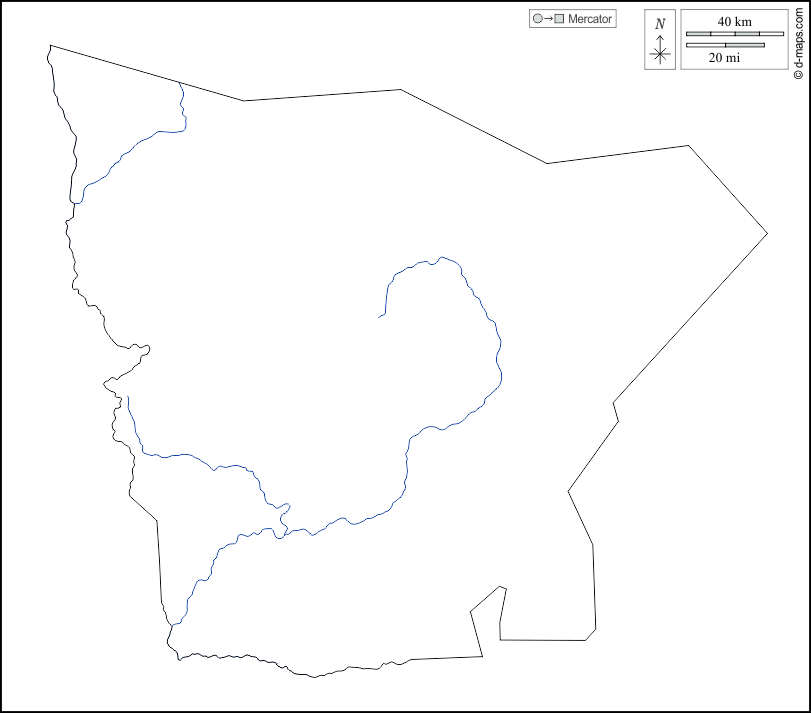 Hodh el Gharbi : d-maps.com: mapa livre, mapa em branco livre, mapa livre do esboço, mapa básico livre
 : contornos, hidrografia, branco
