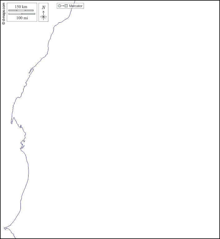 Mauritania : d-maps.com: free map, free blank map, free outline map, free base map : coasts, white